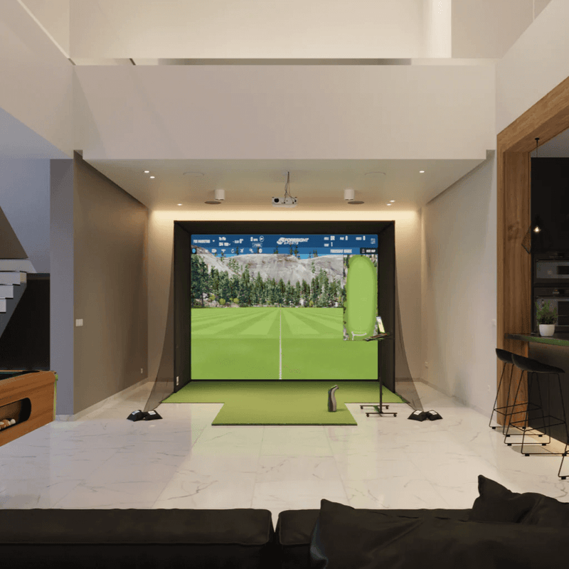 Bushnell Launch Pro SwingBay in a SwingBay enclosure, projector setup
