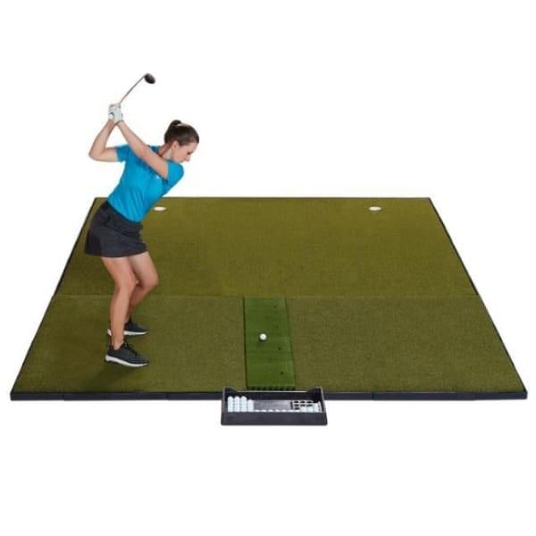 Fiberbuilt Combo - Center Hitting : in use for putting, with hitting mat